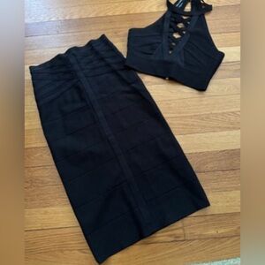 Bebe 90s crop and skirt set